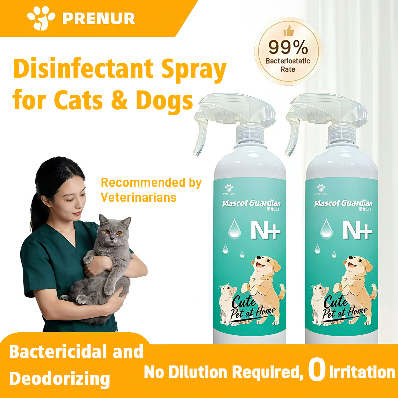 PRENUR Mascot Guardian - Disinfectant Spray for Cats & Dogs