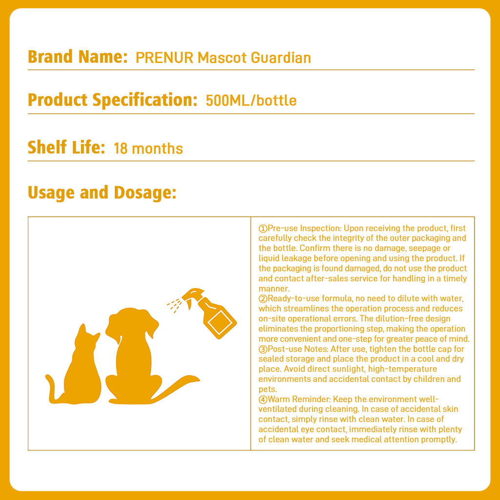 PRENUR Mascot Guardian - Disinfectant Spray for Cats & Dogs