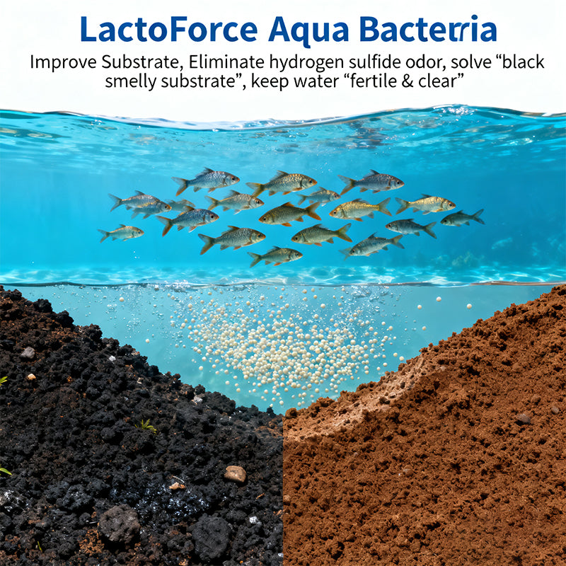 LactoForce Aqua-Decompose residual bait and feces Regulate pond pH 100-billion concentrated fermentable bacteria for intestinal regulation and feeding induction