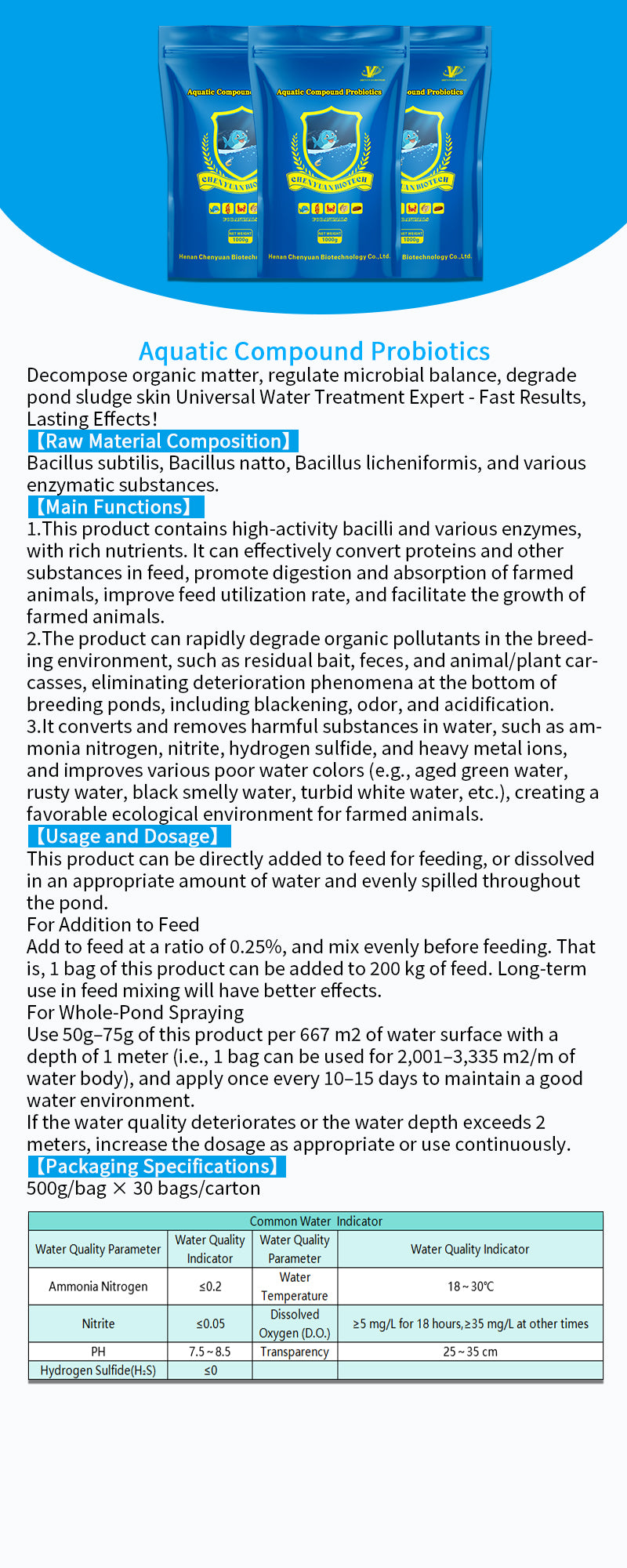 Aquatic Compound Probiotics-Pond Water Treatment/ Organic Matter Decomposition/ Sludge Degradation & Microbial Balance