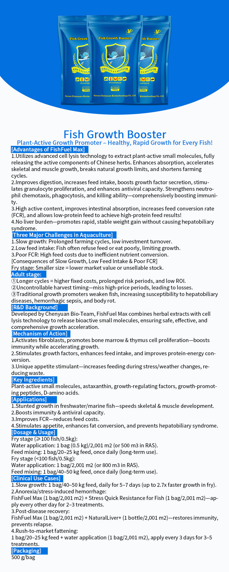 Fish Growth Booster-Vitamin Premix Feed for Fish