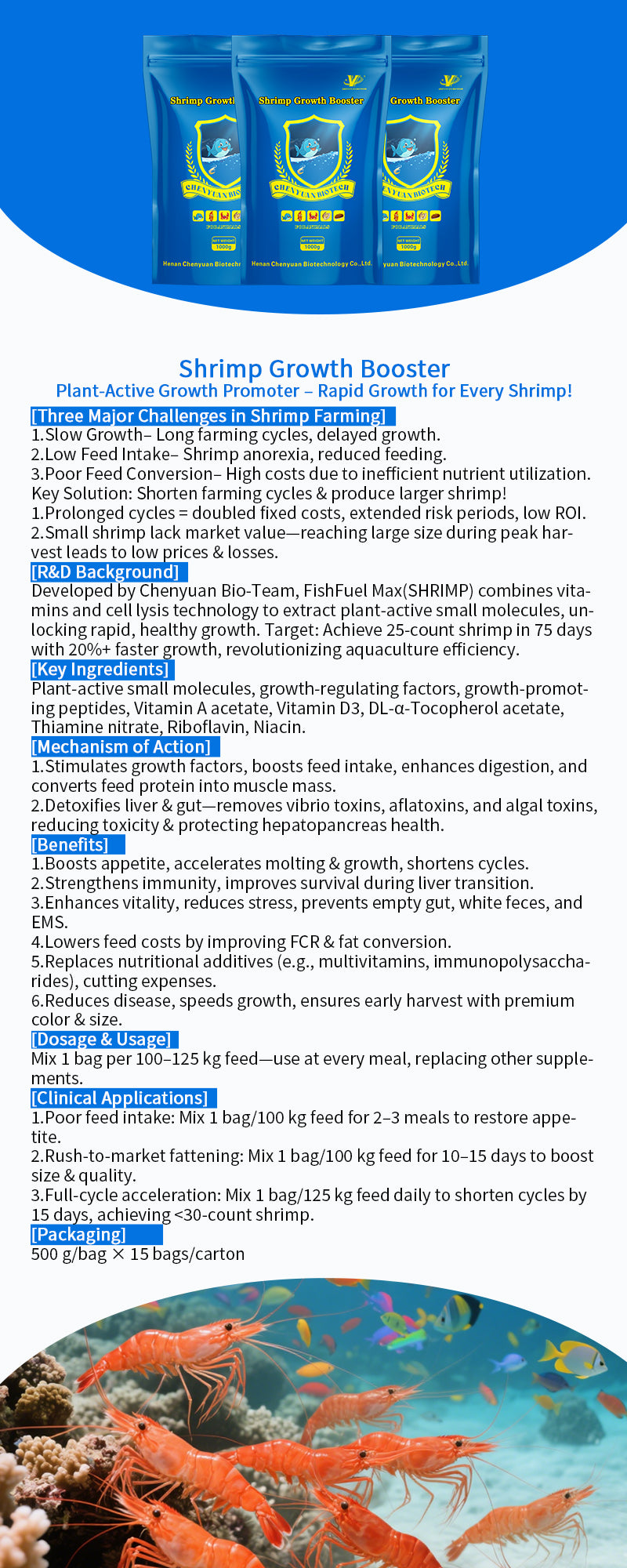 Shrimp Growth Booster-Vitamin Premixed Feed for Shrimp